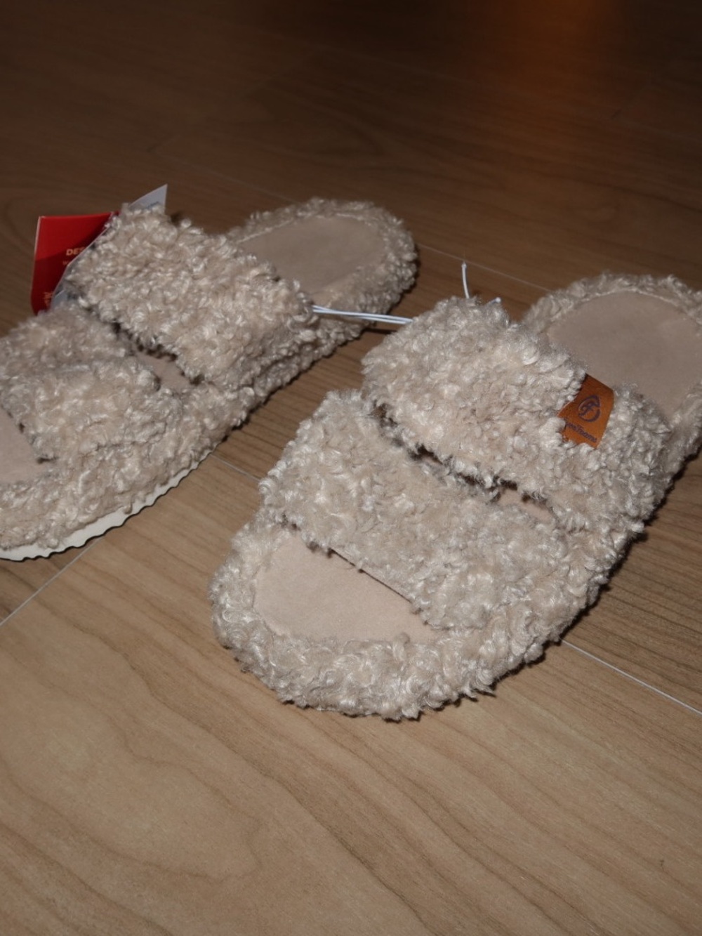 Cozy Double-Strap Faux-Fur Slide Slippers in Cream